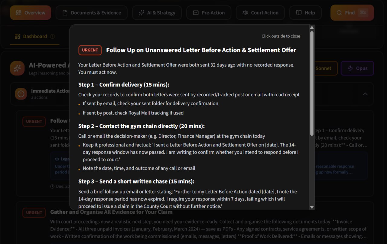 Comprehensive AI analysis showing strategic options and action plan