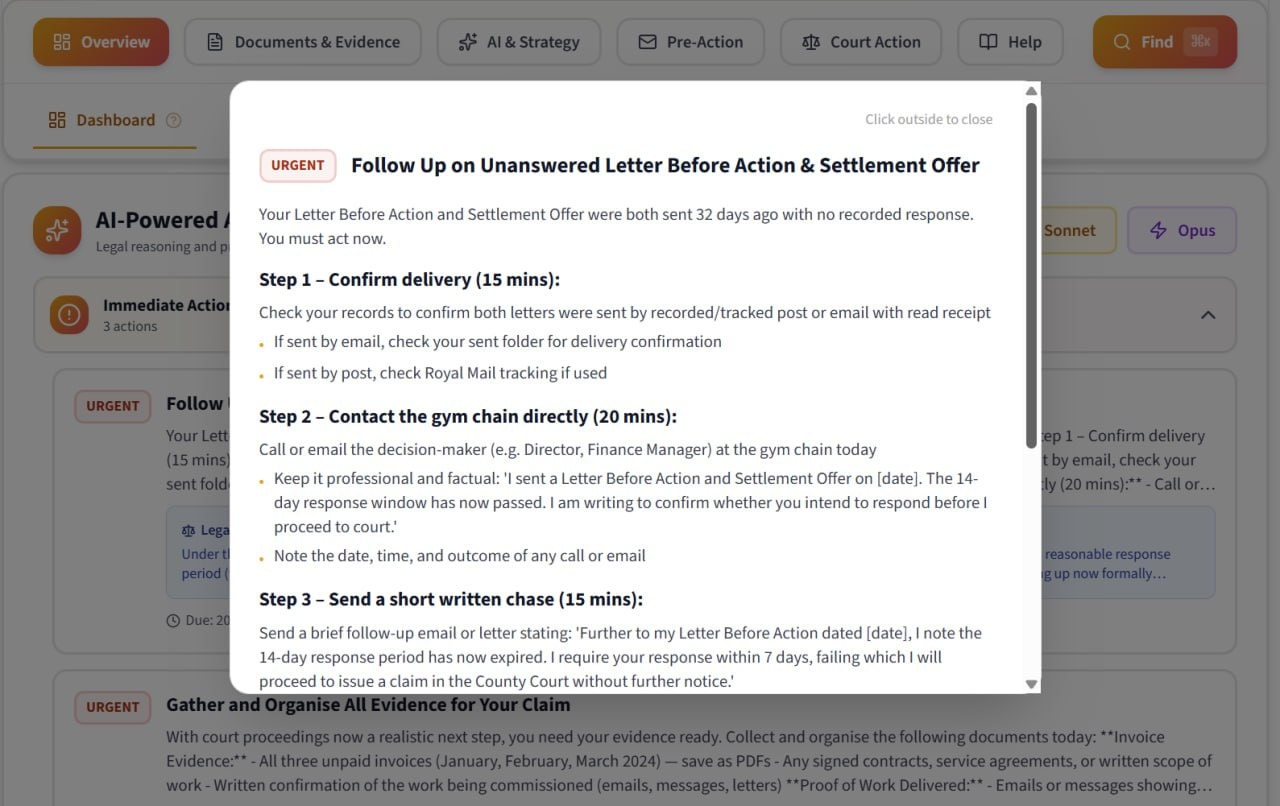 Comprehensive AI analysis showing strategic options and action plan